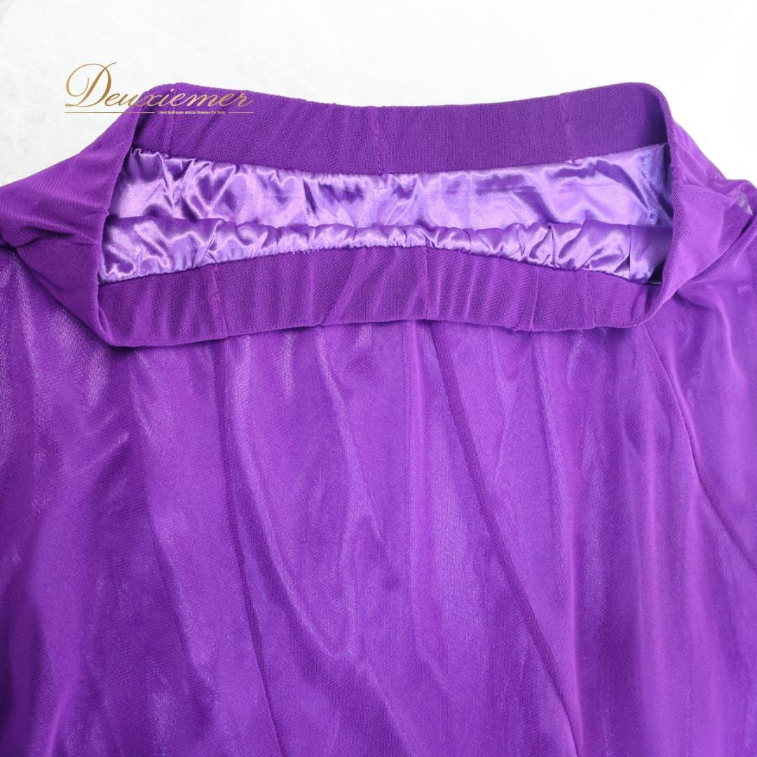 【美品 社交ダンス衣装】パープル トップス スカート 上下セット レッスン着 紫