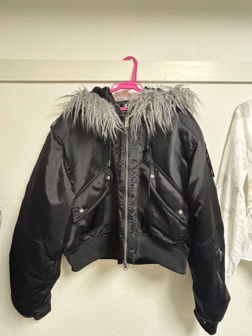 ジャケット・アウター CROPPED 2WAY FUR HOOD MA-1