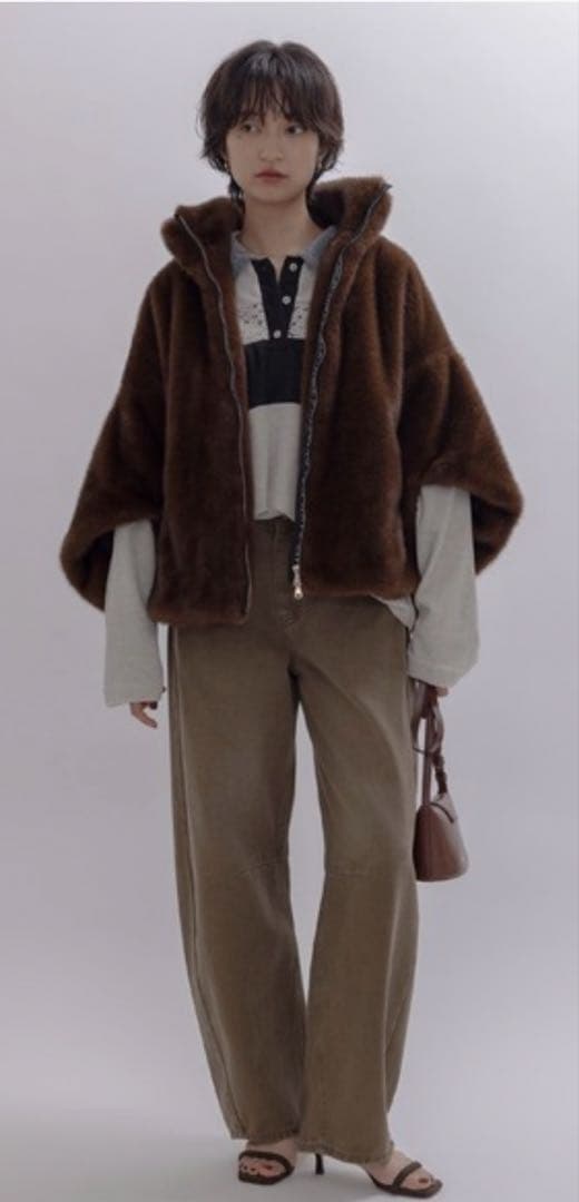 EimeeLawミンクファー スタンドネックショートコート