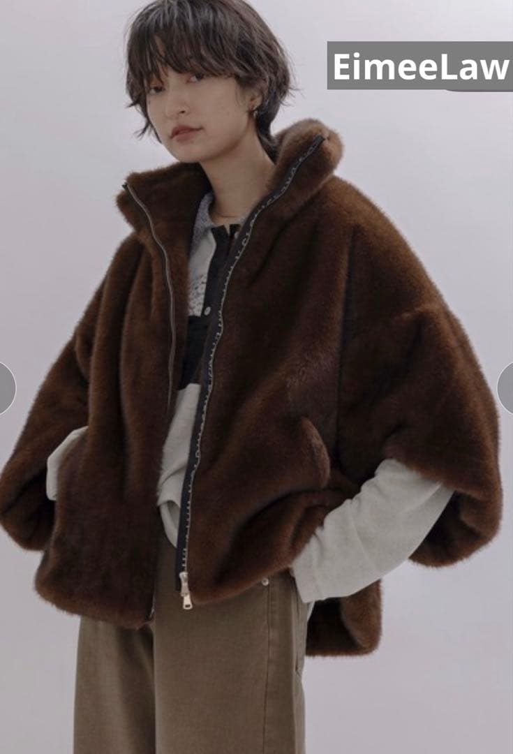 EimeeLawミンクファー スタンドネックショートコート