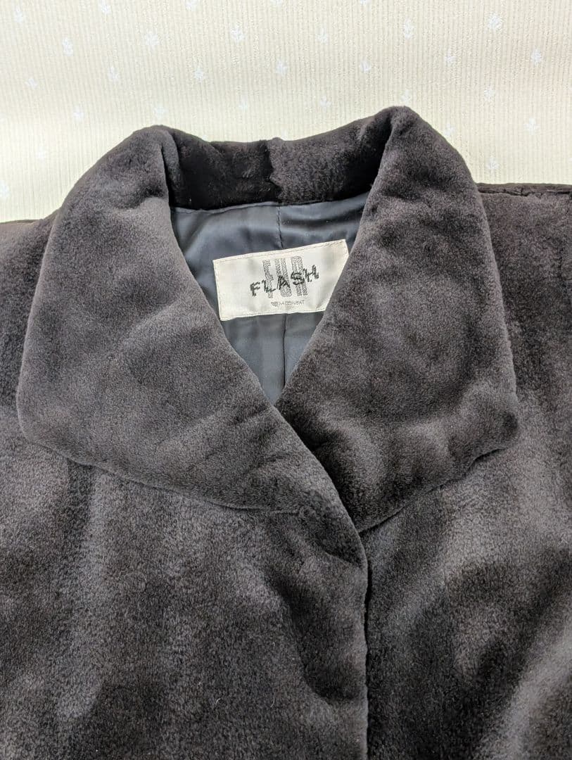 【FUR FLUSH】 シェアード ミンクロングコート ダークグレー
