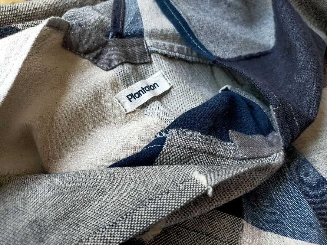 美品プランテーション　コットンリネン綿麻　チュニックパネルワンピース