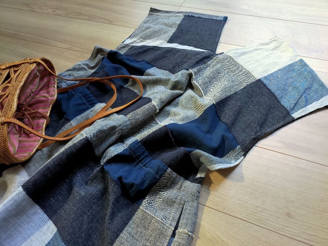 美品プランテーション　コットンリネン綿麻　チュニックパネルワンピース