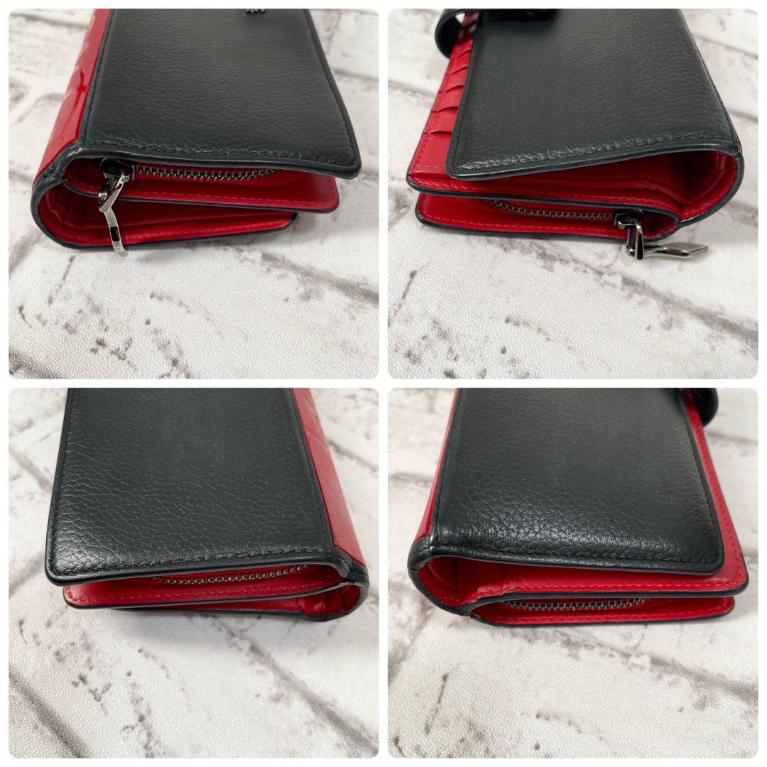 大容量✨クリスチャンルブタン　長財布　パロマ　黒×赤　ラウンドファスナー