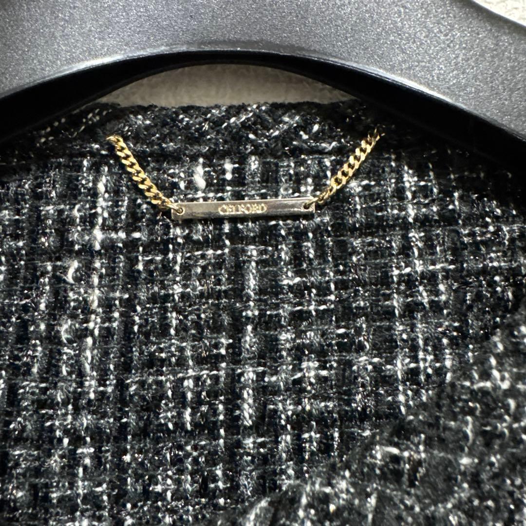 ♡新品同様♡セルフォード♡ノーカラーツイードジャケットコート♡ブラック系