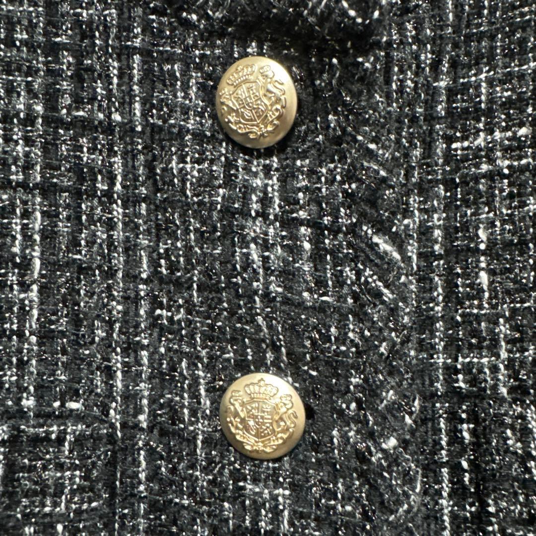 ♡新品同様♡セルフォード♡ノーカラーツイードジャケットコート♡ブラック系