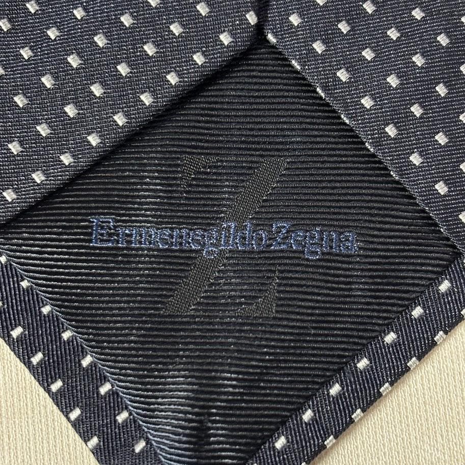 エルメネジルド ゼニア Zegna ジャガード織り・ピンドットタイ・新品タグ付き