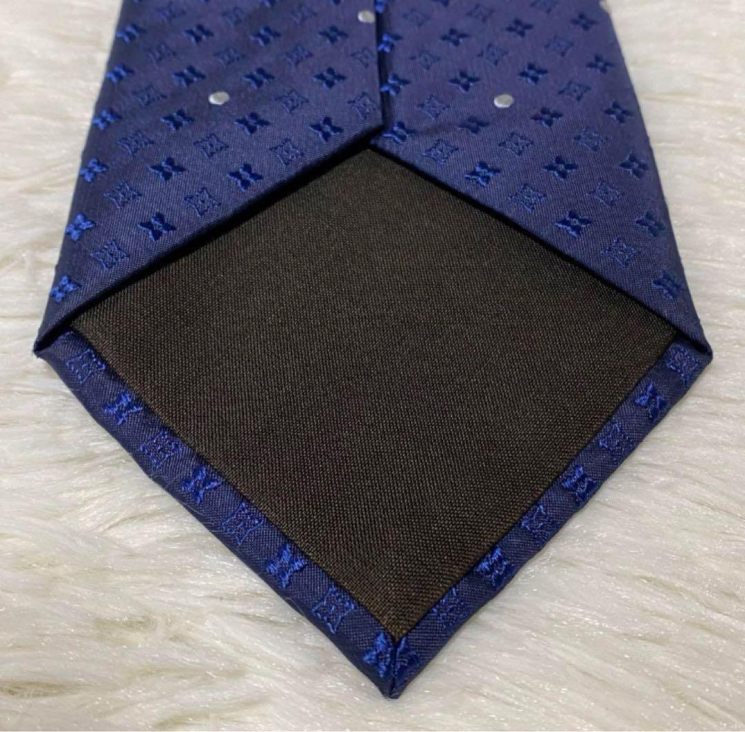 新品級✨ルイヴィトン　モノグラム　ドット柄　総柄　濃紺ブルーネイビー　光沢感