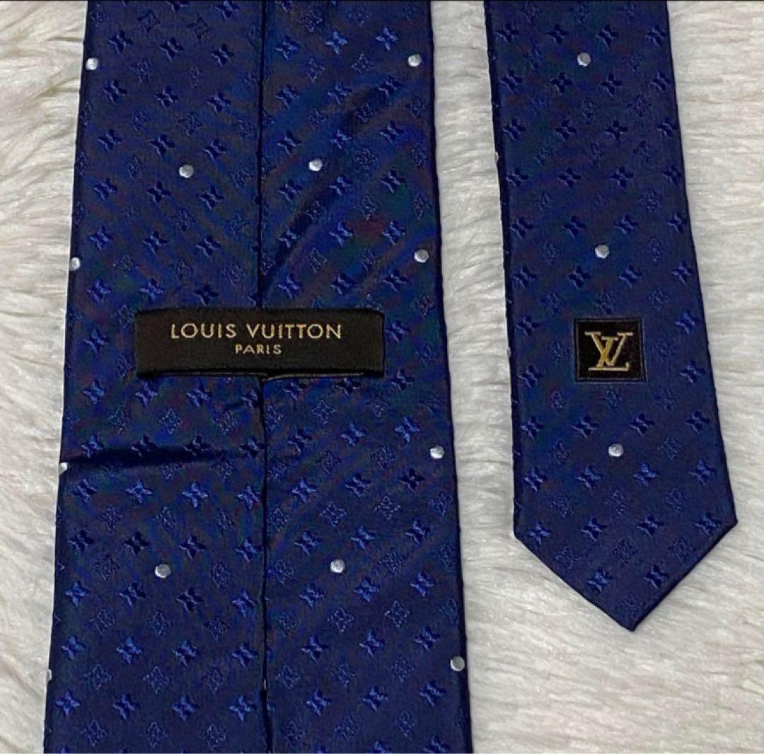 新品級✨ルイヴィトン　モノグラム　ドット柄　総柄　濃紺ブルーネイビー　光沢感