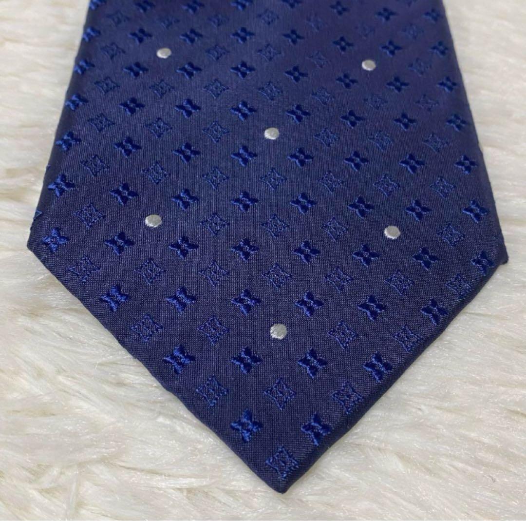 新品級✨ルイヴィトン　モノグラム　ドット柄　総柄　濃紺ブルーネイビー　光沢感