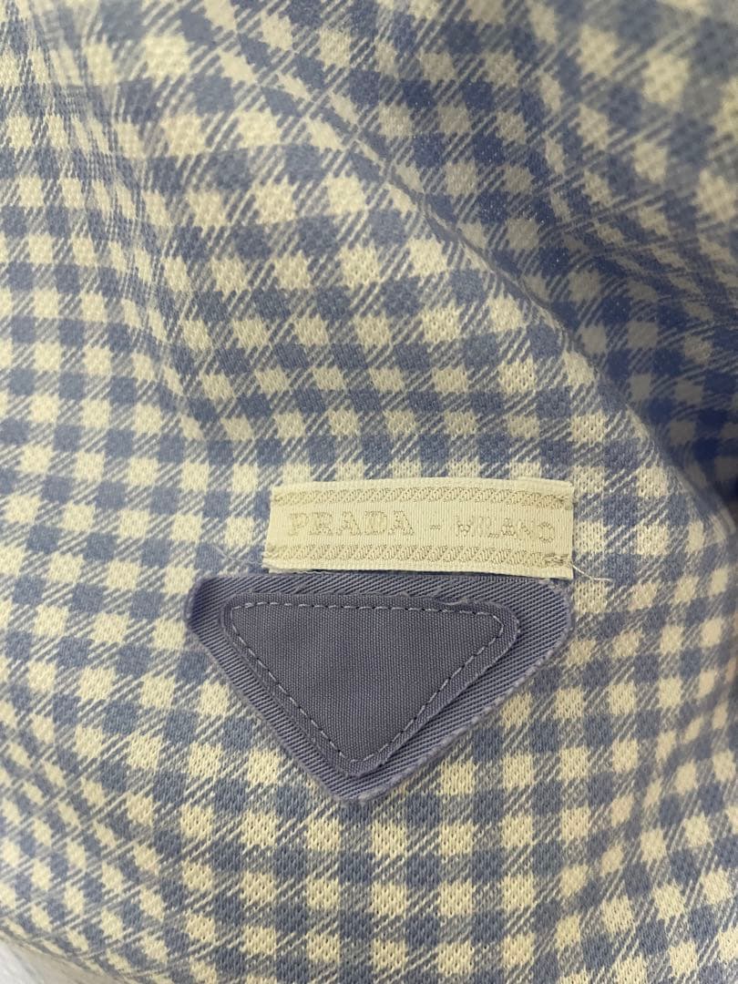 PRADA 青と白のチェック ポロシャツ