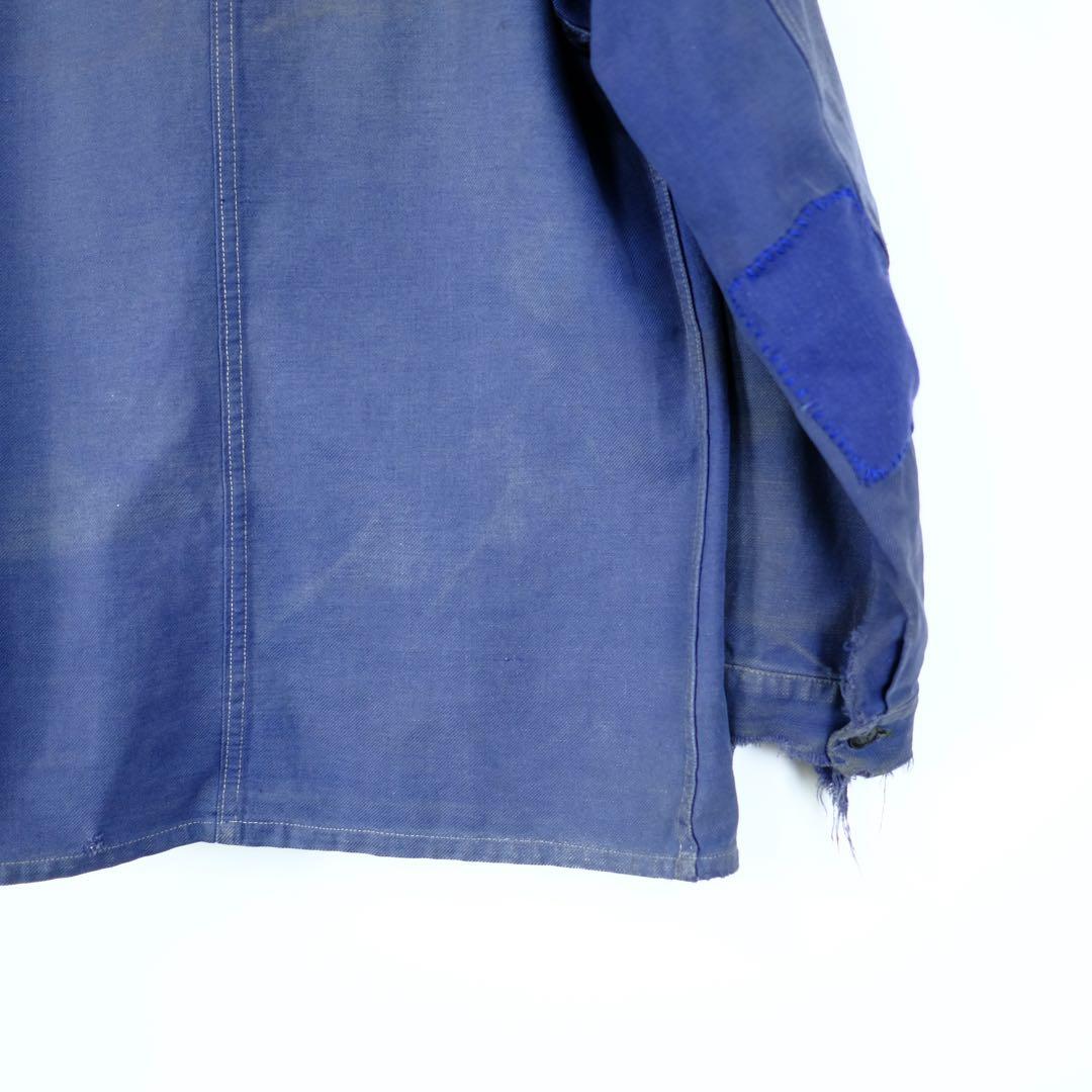 1950s フランス　ビンテージ　ワーク　インディゴコットンジャケット　襤褸