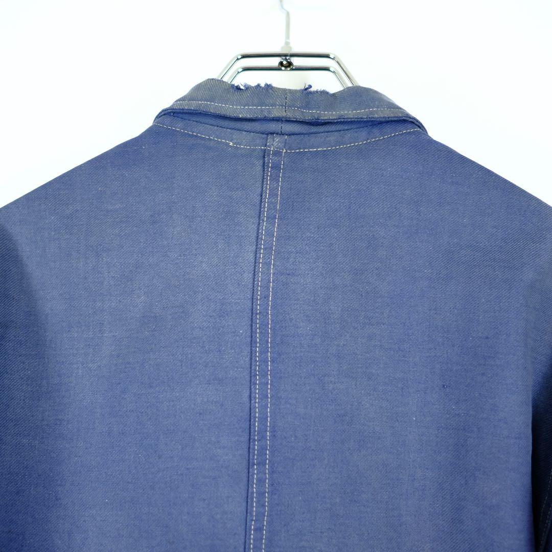 1950s フランス　ビンテージ　ワーク　インディゴコットンジャケット　襤褸
