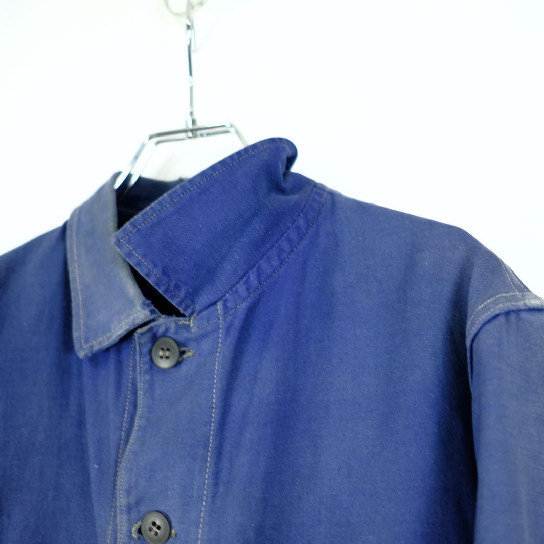 1950s フランス　ビンテージ　ワーク　インディゴコットンジャケット　襤褸