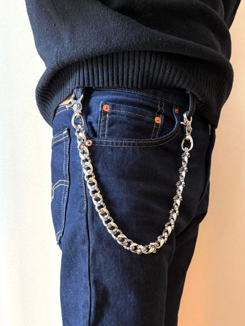 美品　シルバー925 ロングウォレットチェーン 213g 50cm