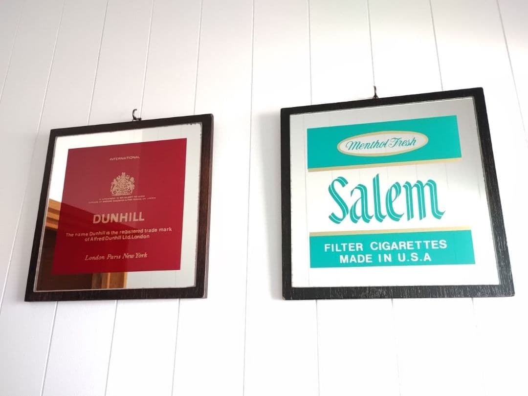 ヴィンテージ　パブミラー　鏡　アート　インテリア　ダンヒル　セーラム　昭和レトロ