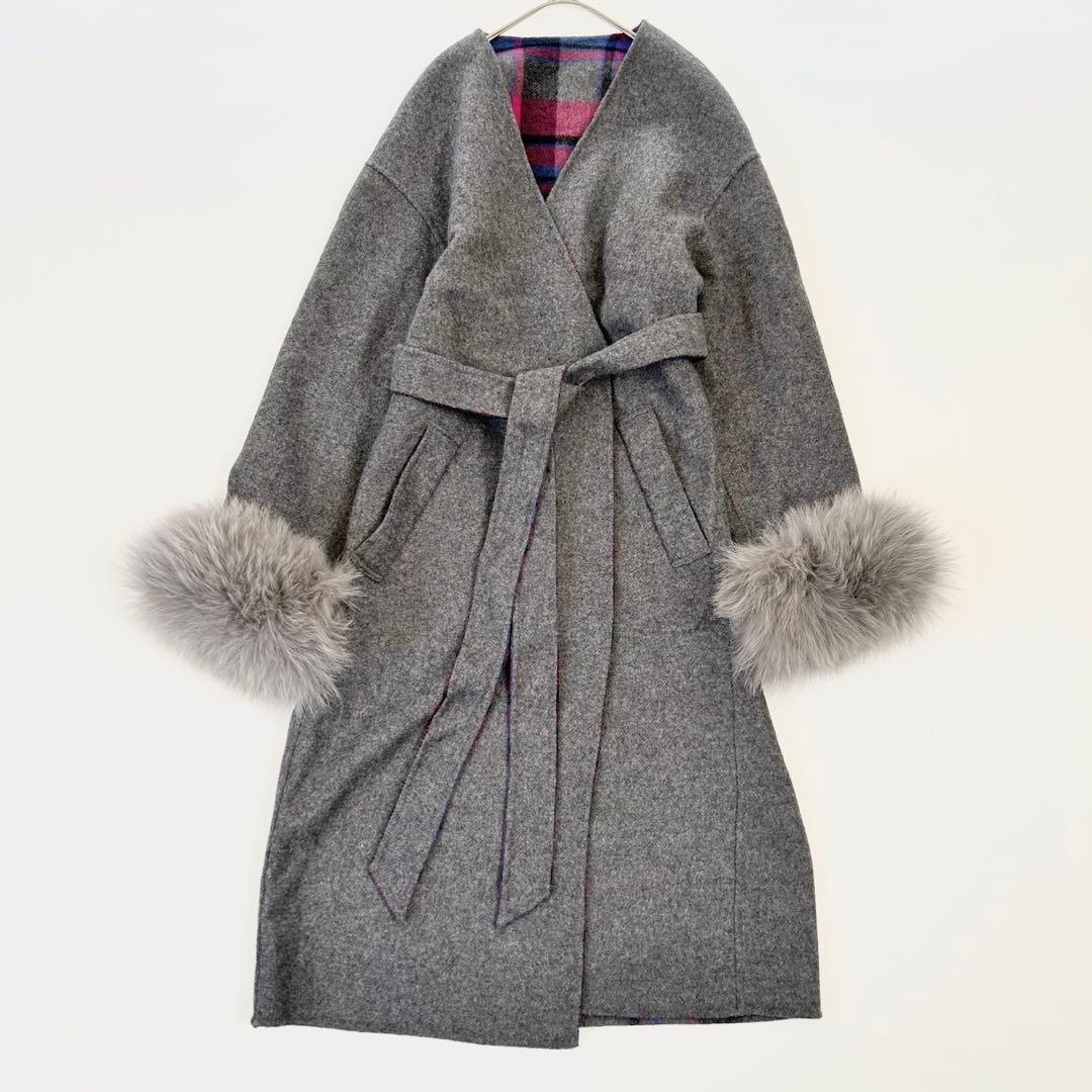 美品 グレースコンチネンタル リバーシブル ファー コート MANTECO