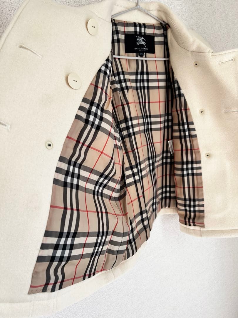 【極美品】バーバリーLONDON白Pコート130卒業式発表会フォーマル春用対応可