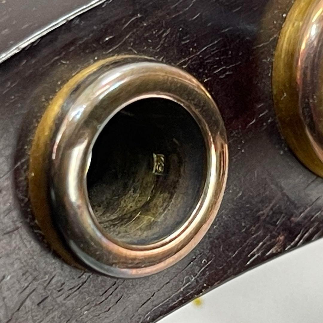 皮張り変え済み　津軽三味線　子持ち綾杉胴　紅木　金細　K9　二本溝　正寸