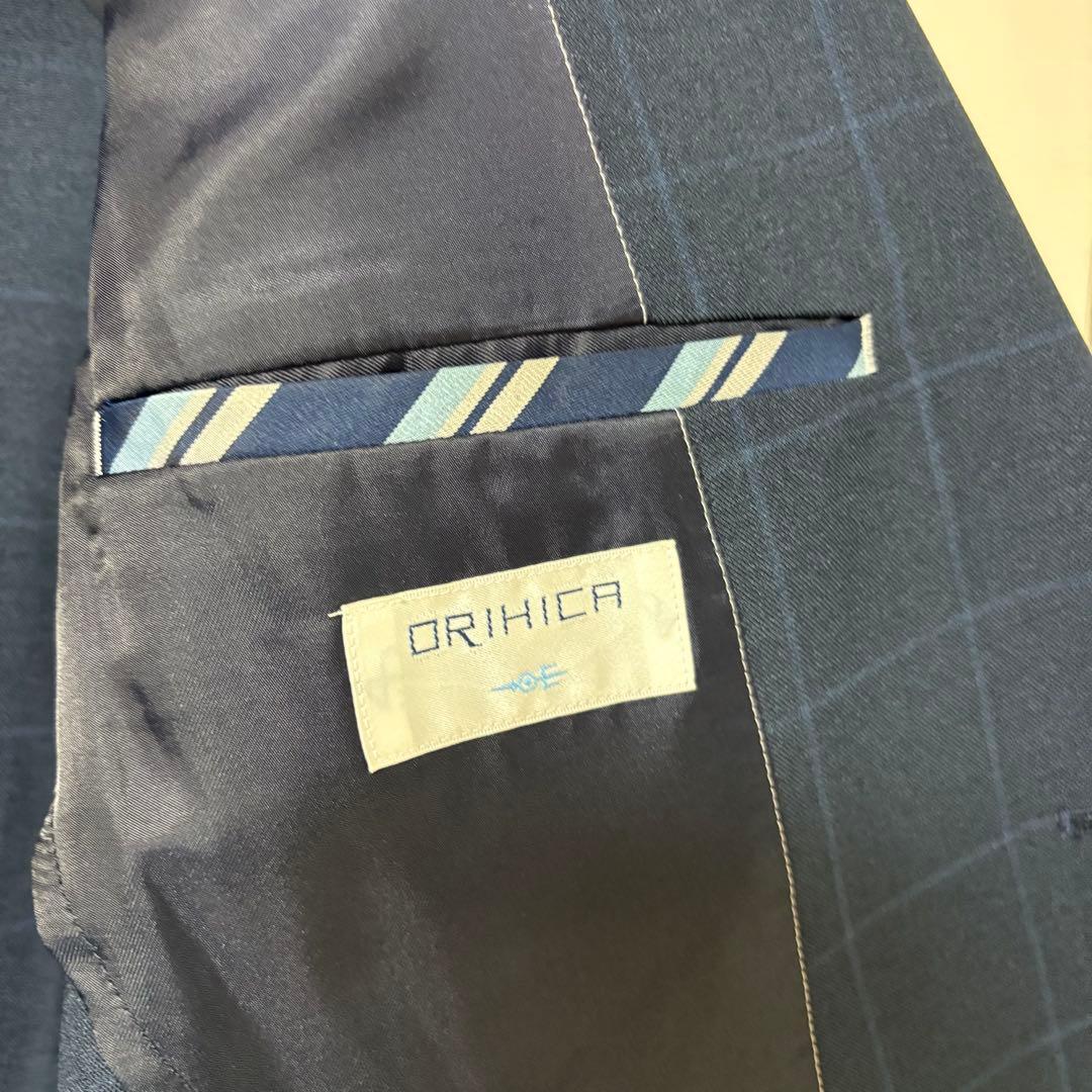 オリヒカ ネイビー ウインドウペン柄 セットアップ