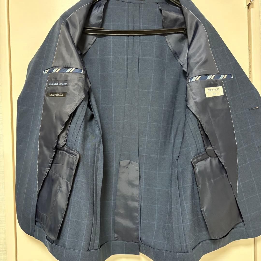 オリヒカ ネイビー ウインドウペン柄 セットアップ