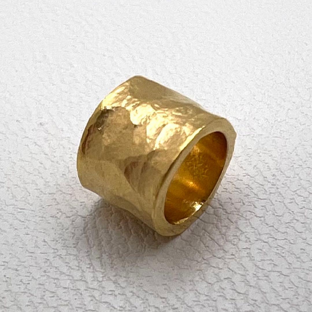 K24純金 パイプ　槌目　ペンダントトップ　幅5.7㎜　内経5.3㎜　1.78g