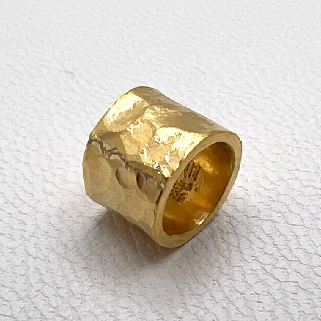 K24純金 パイプ　槌目　ペンダントトップ　幅5.7㎜　内経5.3㎜　1.78g