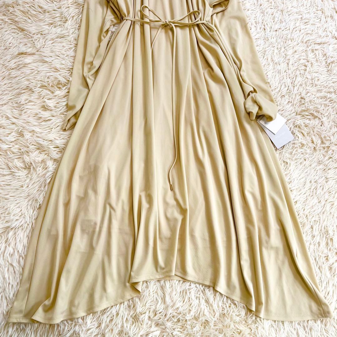 新品タグ付き✨セルフォード ロングワンピース リボン 金ボタン フレア ベージュ