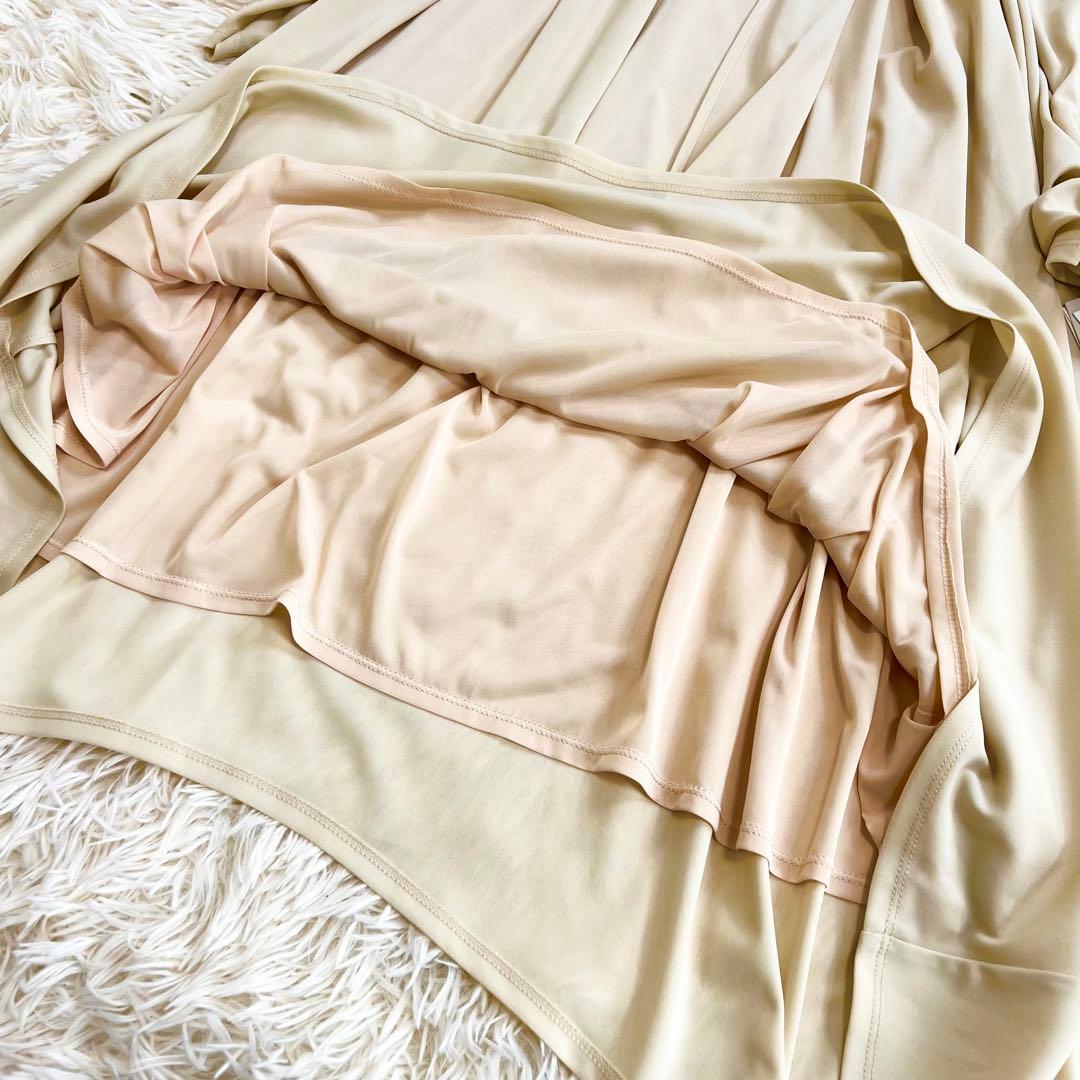 新品タグ付き✨セルフォード ロングワンピース リボン 金ボタン フレア ベージュ