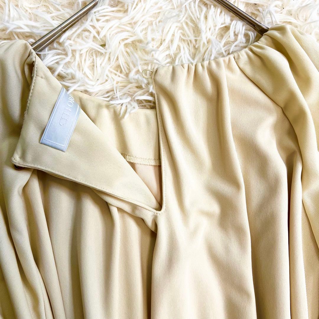 新品タグ付き✨セルフォード ロングワンピース リボン 金ボタン フレア ベージュ