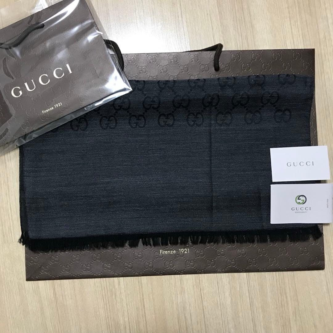 新品正規✨GUCCIマフラー✨グッチマフラー❗️箱紙袋セット　グッチ　メンズ