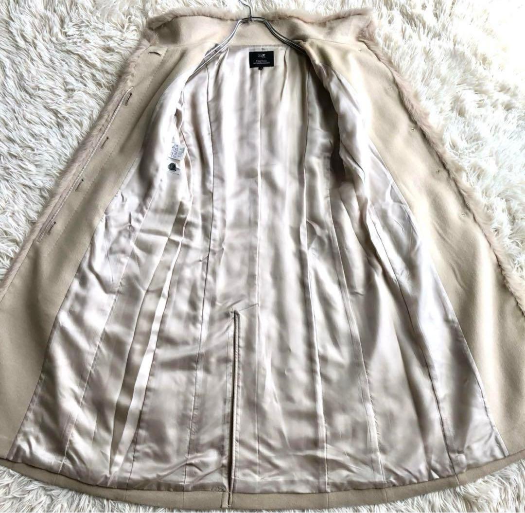 【未使用級 カシミヤアンゴラ混】23区　ベルテッドコート　ベージュ　M　 比翼