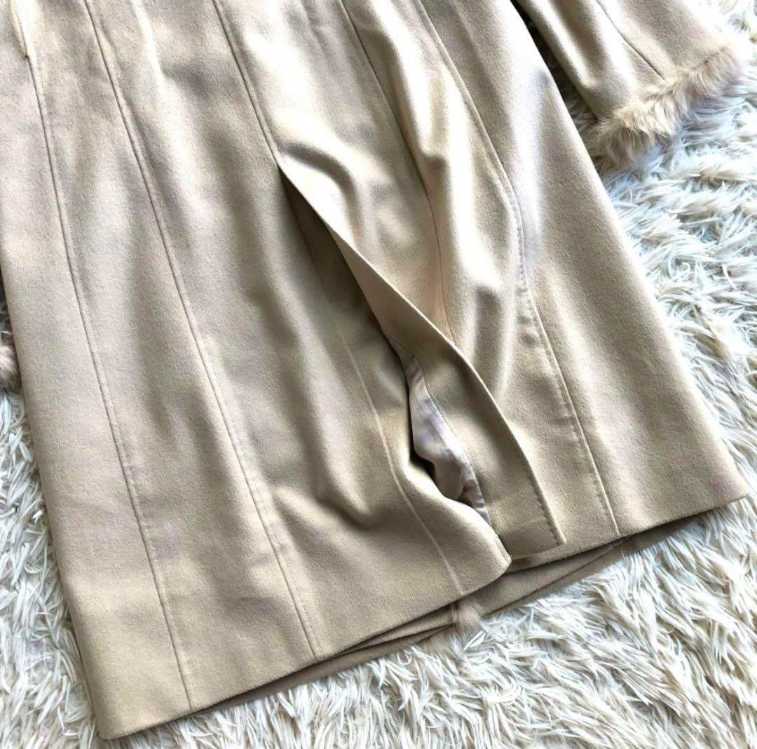 【未使用級 カシミヤアンゴラ混】23区　ベルテッドコート　ベージュ　M　 比翼