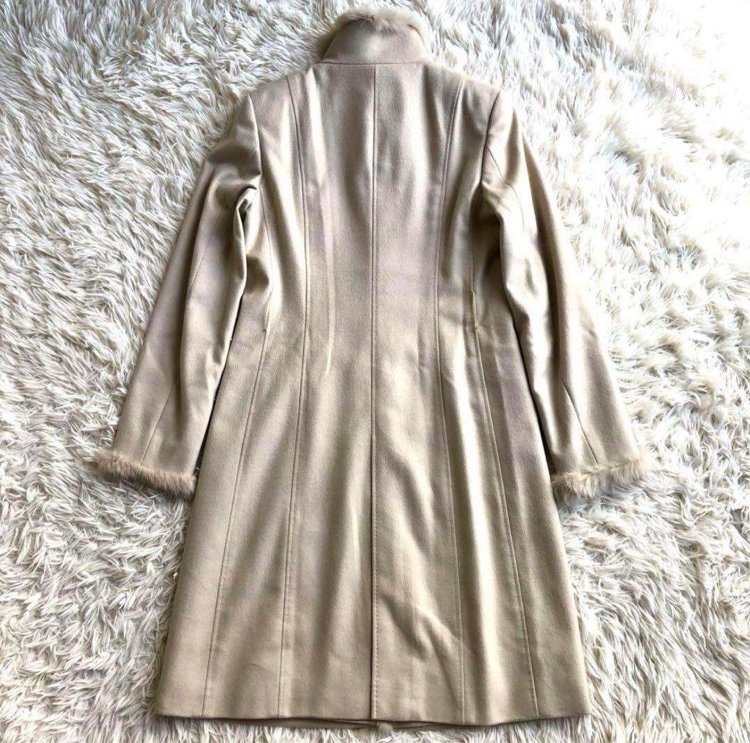 【未使用級 カシミヤアンゴラ混】23区　ベルテッドコート　ベージュ　M　 比翼