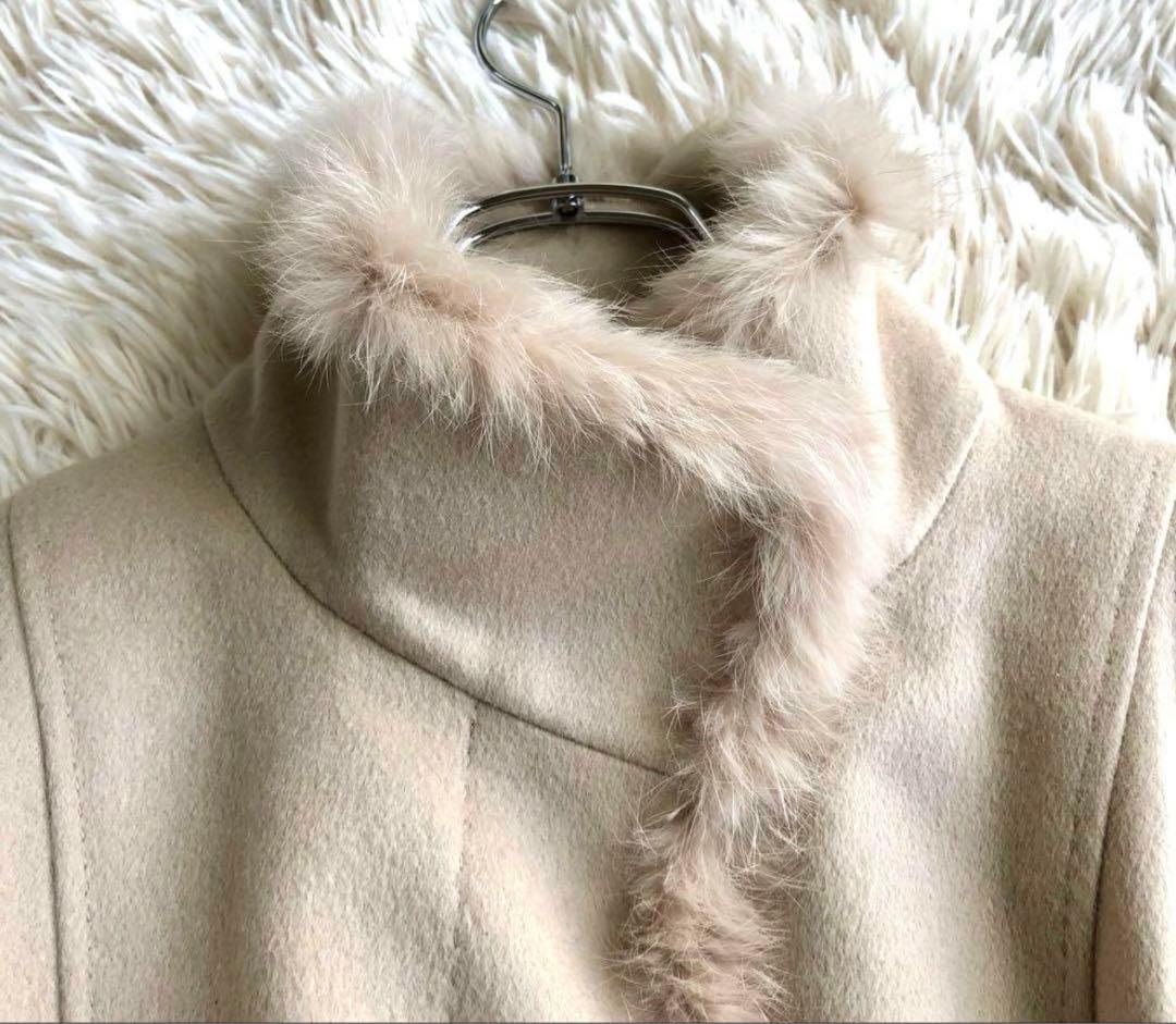 【未使用級 カシミヤアンゴラ混】23区　ベルテッドコート　ベージュ　M　 比翼