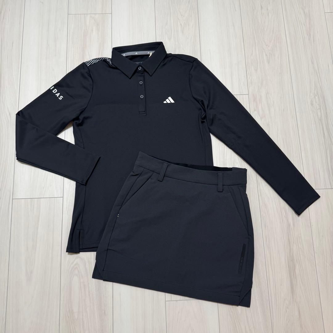 新品 アディダス ゴルフ レディース セットアップ 長袖 スカート ブラック S