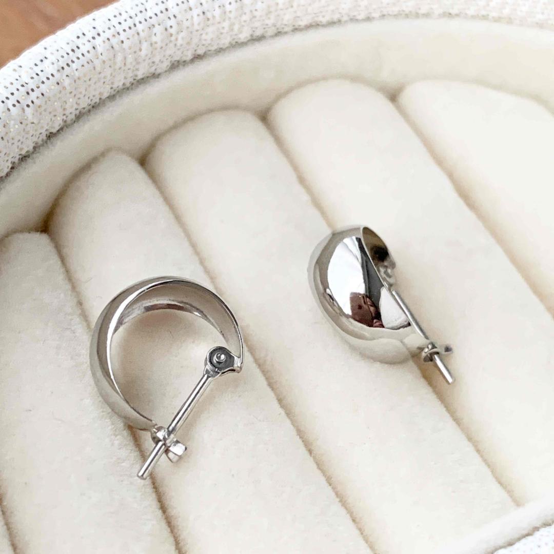 プラチナ【5×10mm 月甲フープピアス】pt900刻印入 ペア 日本製 新品！