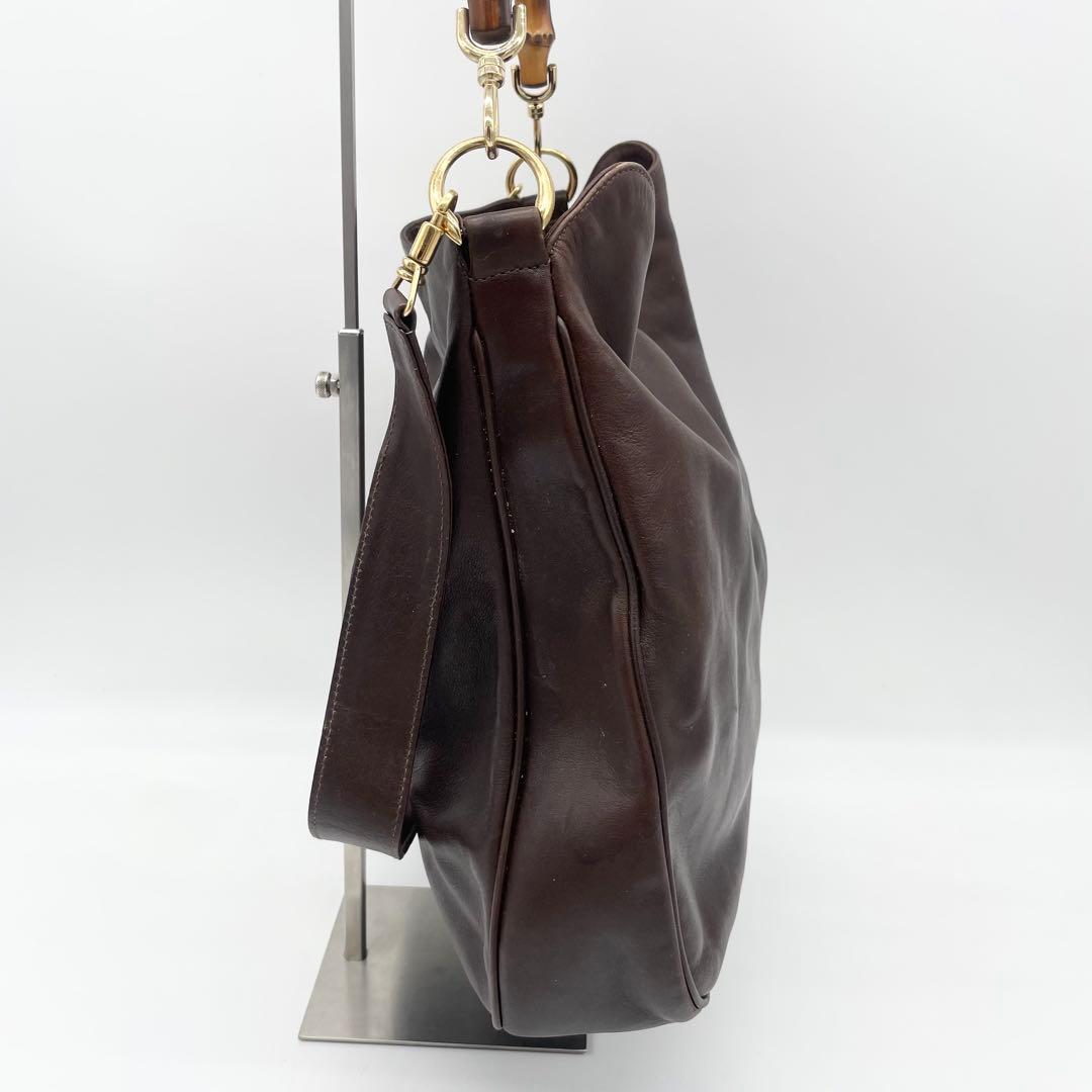 GUCCバンブー　2way ショルダーバッグ　ハンドバッグ　レザー　ブラウン