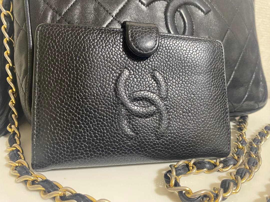 【CHANEL】本革ココマークキャビアスキン手帳 シャネルマトラッセ