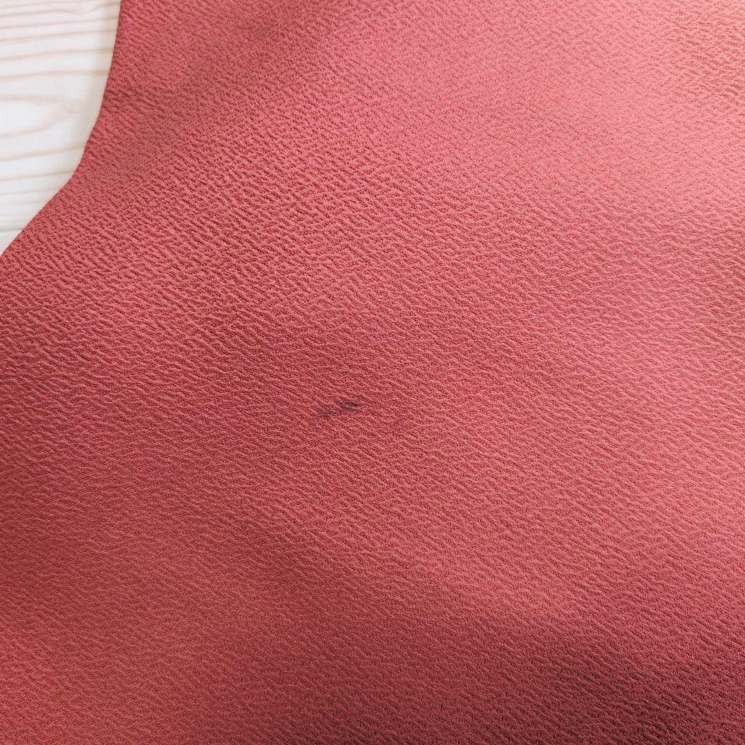 訪問着　フルセット　着物　正絹　赤　金　楽器　笛　バチ衿　O5