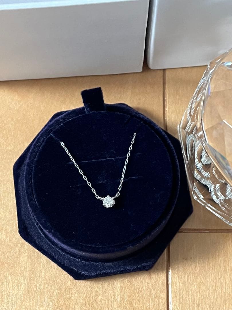 みみみ美品 K18 4℃ 一粒 ダイヤ ネックレス　ホワイト ゴールド