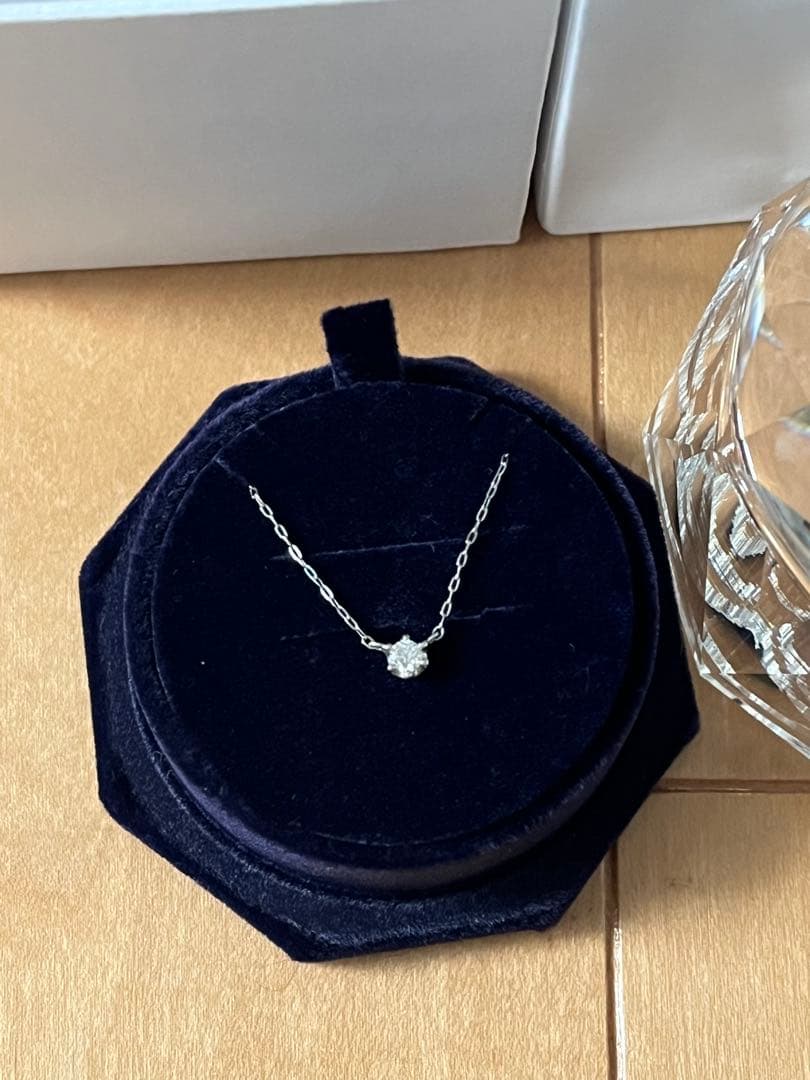 みみみ美品 K18 4℃ 一粒 ダイヤ ネックレス　ホワイト ゴールド