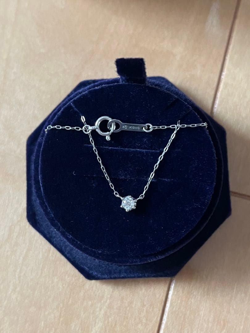 みみみ美品 K18 4℃ 一粒 ダイヤ ネックレス　ホワイト ゴールド