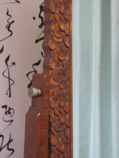 伝統工芸 軽井沢彫り 桜 彫刻 姿見 定価35万円/ミラー/鏡台/鏡