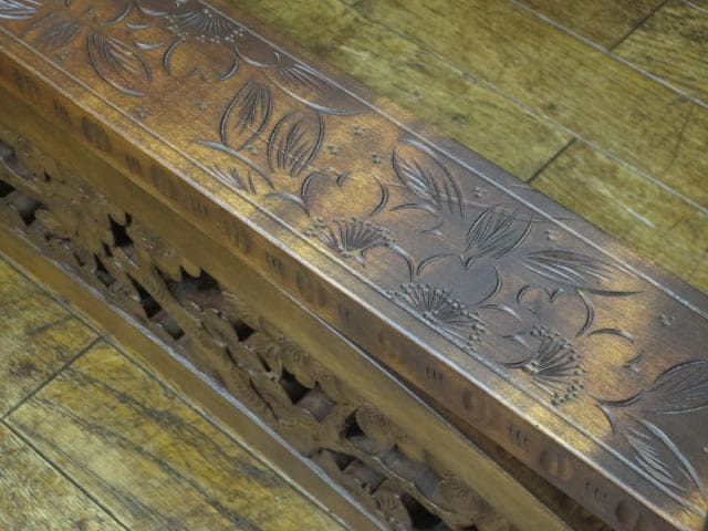 伝統工芸 軽井沢彫り 桜 彫刻 姿見 定価35万円/ミラー/鏡台/鏡