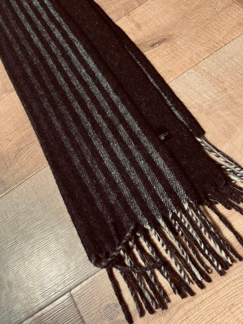 美品【Paul Smith】英国製 カシミヤ100%マフラー ブラック