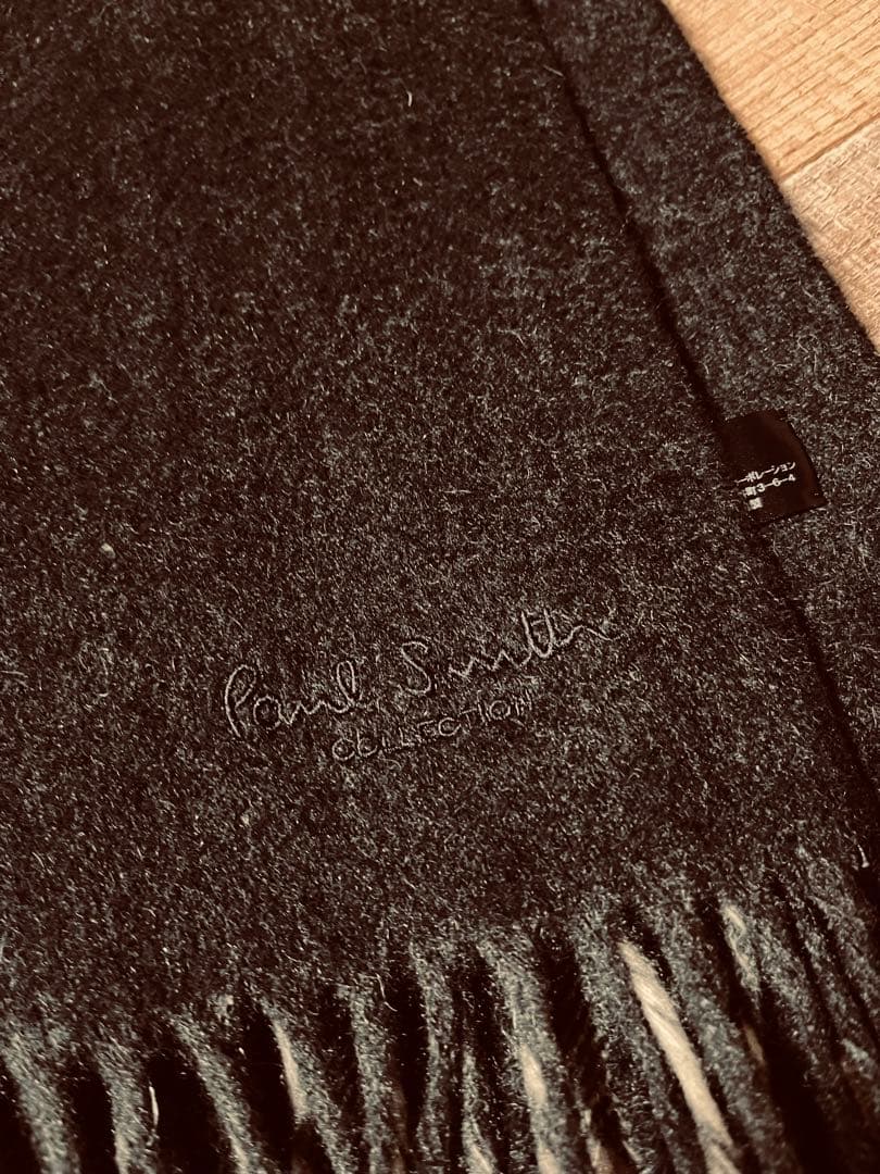 美品【Paul Smith】英国製 カシミヤ100%マフラー ブラック