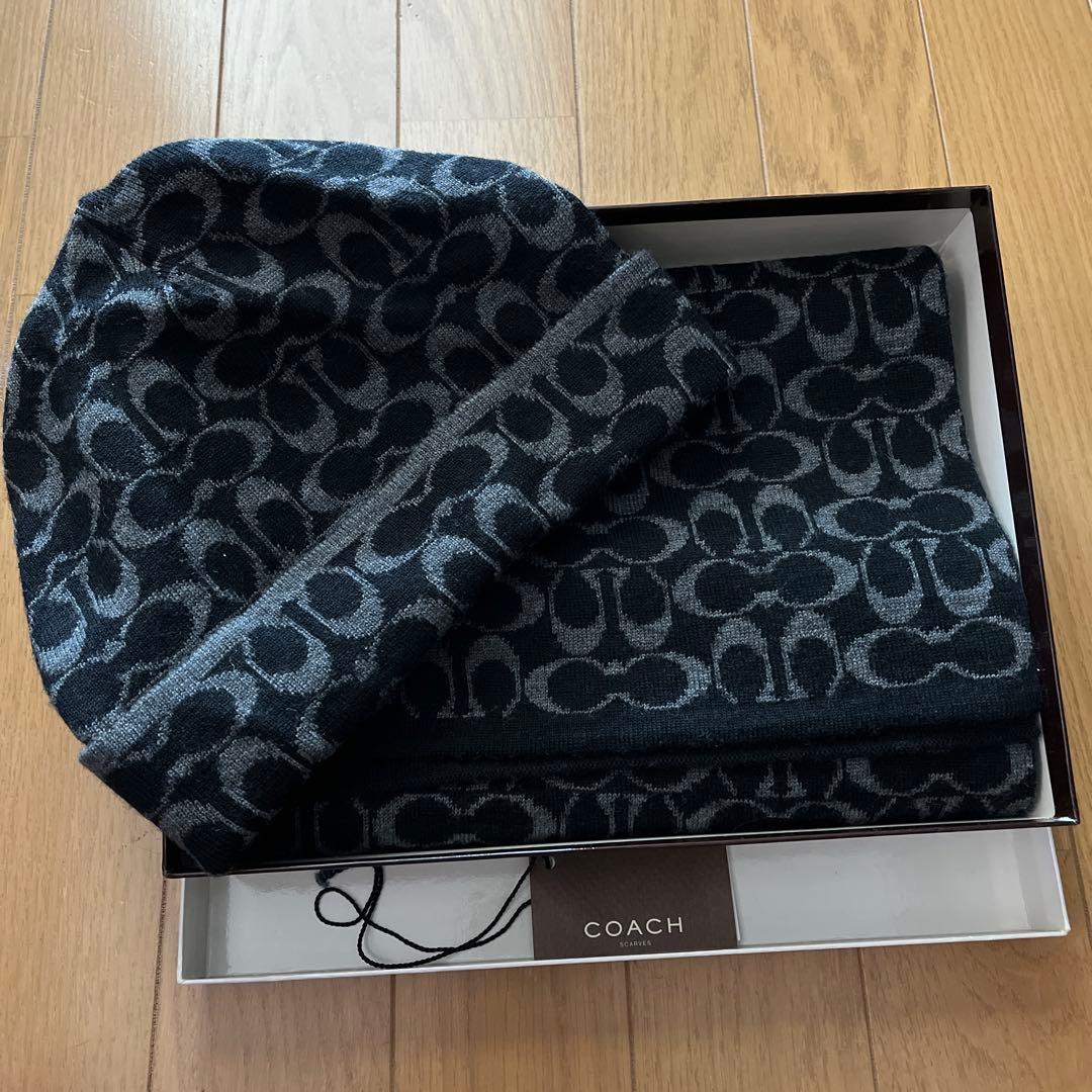 コーチ　マフラー　ニット帽　セット