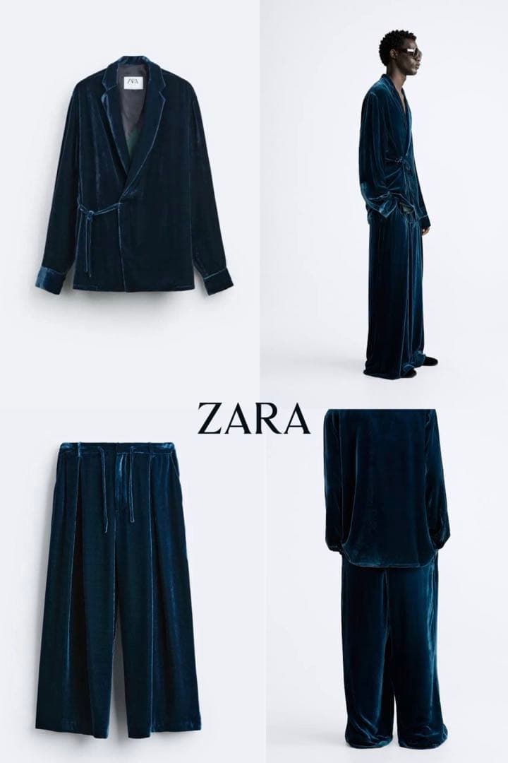 早い者勝ち　ZARA STUDIO ベルベット セットアップ 上下 シルク M