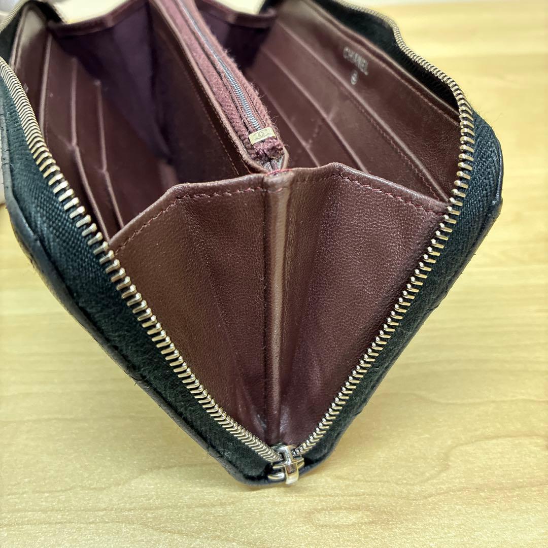 CHANEL シャネル　長財布　マトラッセ　ラムスキン　ココマーク　ブラック